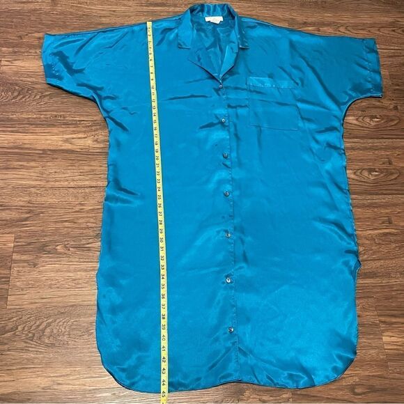 Vintage Me 2 By Miss Elaine Button-down Night Shirt Pajama Blue Size Large - Picture 7 of 10